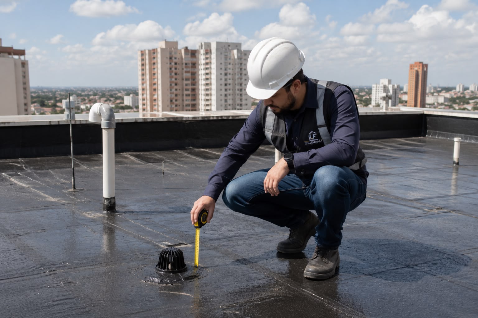 Inspeção técnica em cobertura de edifício